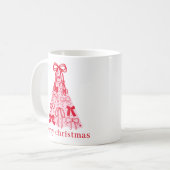 Handgezeichnete rosa rote Bögen Weihnachtsbaum Kaffeetasse (Vorderseite Links)