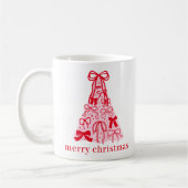 Handgezeichnete rosa rote Bögen Weihnachtsbaum Kaffeetasse (Links)