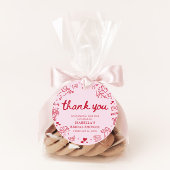 Handgezeichnete rosa rote Herzen Valentinstag Brau Geschenkanhänger