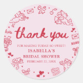 Handgezeichnete rosa rote Herzen Valentinstag Brau Runder Aufkleber (Vorderseite)