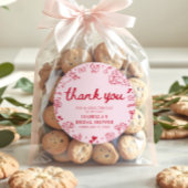 Handgezeichnete rosa rote Herzen Valentinstag Brau Runder Aufkleber