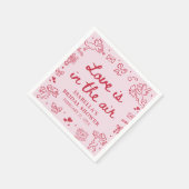 Handgezeichnete rosa rote Herzen Valentinstag Brau Serviette (Ecke)