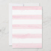 Handgezeichnete rosa Streifen Blume Kränze Babydus Einladung (Rückseite)