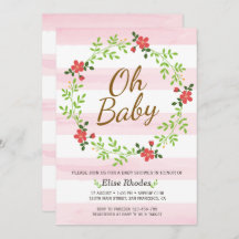 Handgezeichnete rosa Streifen Blume Kränze Babydus