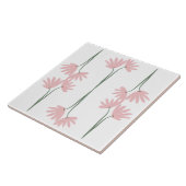 Handgezeichnete rosa wilde Blumen weiß Fliese (Seite)