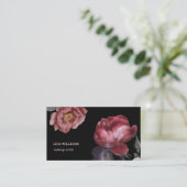 Handgezeichnete Rose Blume Schwarz Visitenkarte (Stehend Vorderseite)