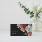 Handgezeichnete Rose Blume Schwarz Visitenkarte (Stehend Vorderseite)