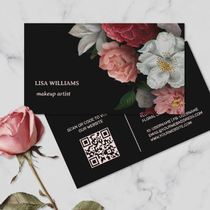 Handgezeichnete Rose Blume Schwarz Visitenkarte