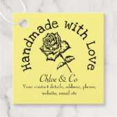 Handgezeichnete Rose mit Liebe Vielen Dank Geschenkanhänger (Vorderseite)