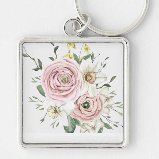 Handgezeichnete Rose Posy Schlüsselanhänger (Vorne)