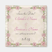 Handgezeichnete Rose Rosa Hochzeit Speichern Sie d