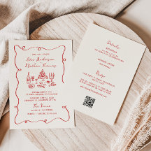 Handgezeichnete rote All-in-One-Hochzeit 