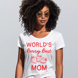 Handgezeichnete rote Erdbeere Beste Mama Muttertag T-Shirt