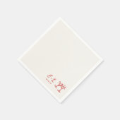 Handgezeichnete rote Initialen Hochzeit Serviette (Ecke)