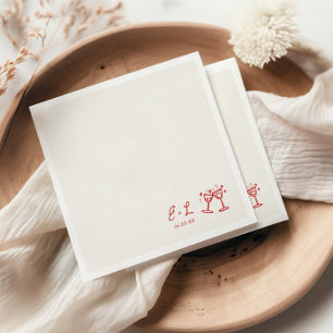Handgezeichnete rote Initialen Hochzeit Serviette