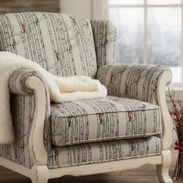 Handgezeichnete rote Kardinäle auf Birkenbranchen Stoff