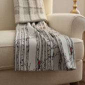 Handgezeichnete rote Kardinäle auf Birkenbranchen Stoff