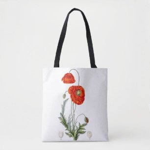 Handgezeichnete rote Mohn-Illustration Mohn Tasche
