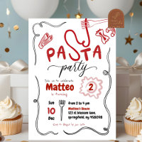 Handgezeichnete rote Pasta Party Geburtstag
