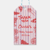 Handgezeichnete rote Pizza Ciao Lila Babydusche Geschenkanhänger (Vorderseite)