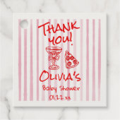 Handgezeichnete rote Pizza Sonderauslieferung Dusc Geschenkanhänger (Vorderseite)