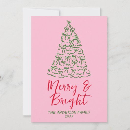 Handgezeichnete rote rosa Bögen Weihnachten Baum (Vorderseite)