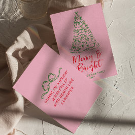 Handgezeichnete rote rosa Bögen Weihnachten Baum