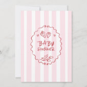 Handgezeichnete rote Streifen Strawberry Babydusch Einladung (Rückseite)