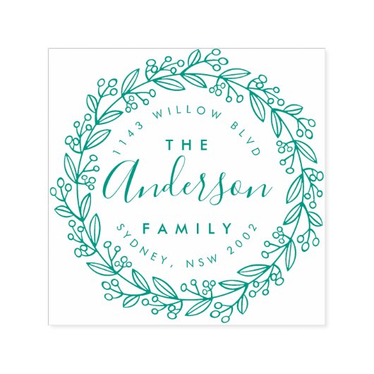 Handgezeichnete Rücksendeadresse für Blumenkranke Permastempel (Design)