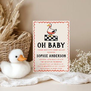 Handgezeichnete Rustikale Gans Oh Baby Shower Einladung