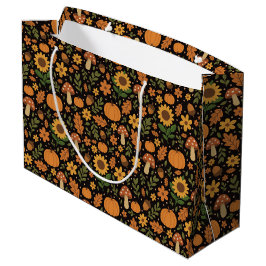 Handgezeichnete rustikale Herbst-Muster-Geschenkta Große Geschenktüte