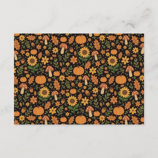 Handgezeichnete rustikale Herbst-Pattern-Notizkart Mitteilungskarte (Rückseite)