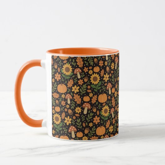 Handgezeichnete rustikale Herbstmuster-Kaffeetasse Tasse (Links)