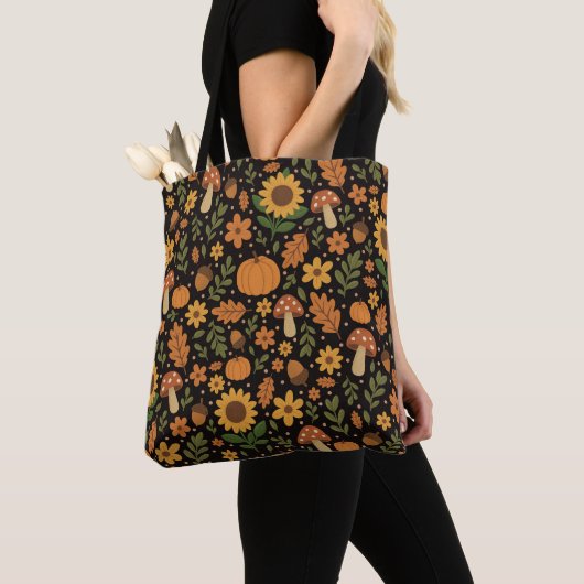 Handgezeichnete rustikale Herbstmuster-Tasche Tasche (Von Nahem)