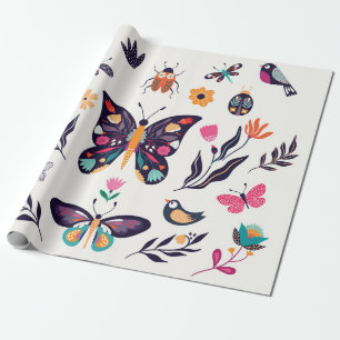 Handgezeichnete Sammlung von Sommerelementen wi Geschenkpapier