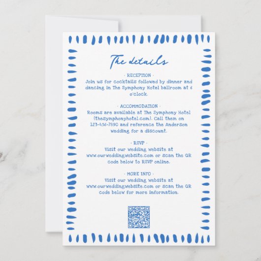 Handgezeichnete Schablone Doodles All-in-One Hochz Einladung (Rückseite)