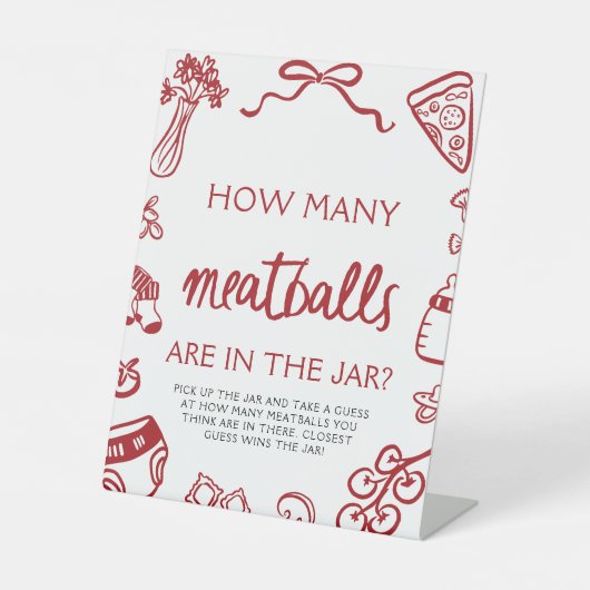 Handgezeichnete Schätzung wie viele Fleischbällche Sockelschild (Vorderseite)