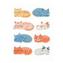 Handgezeichnete schlafende Katzen Clip Art Seite |