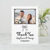 Handgezeichnete Schneebesen-Foto-Hochzeit Dankeskarte (Stehend Vorderseite)