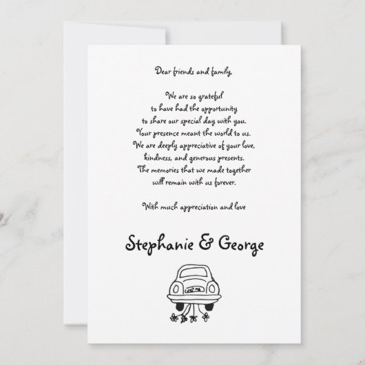 Handgezeichnete Schneebesen-Foto-Hochzeit Dankeskarte (Rückseite)