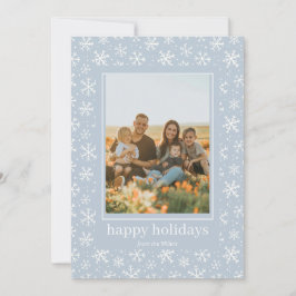 Handgezeichnete Schneeflocken-Muster Fotokarte Hol Feiertagskarte