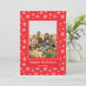 Handgezeichnete Schneeflocken-Muster Fotokarte Hol Feiertagskarte (Stehend Vorderseite)