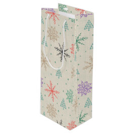 Handgezeichnete Schneeflocken Weihnachtsbäume Mult Geschenktüte Für Weinflaschen