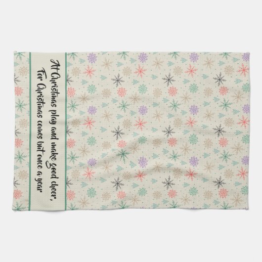 Handgezeichnete Schneeflocken Weihnachtsbäume Mult Geschirrtuch (Horizontal)