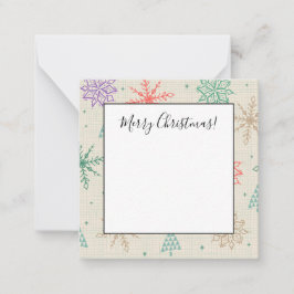 Handgezeichnete Schneeflocken Weihnachtsbäume Mult Mitteilungskarte