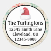 Handgezeichnete Schneeflocken Weihnachtsbäume Mult Runder Aufkleber (Vorderseite)