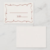 Handgezeichnete Schnürrahmen Burgund Platzkarte (Vorne/Hinten)