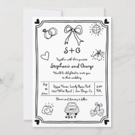 Handgezeichnete Schokoladenklemme QR-Heirat Einladung