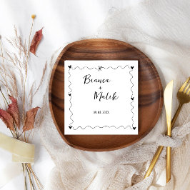 Handgezeichnete Schreib-Schwarz-Illustration Hochz Serviette