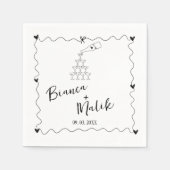 Handgezeichnete Schreib-Schwarz-Illustration Hochz Serviette (Vorderseite)